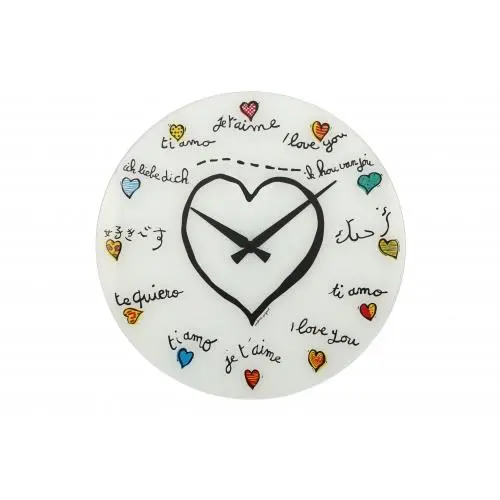 NeXtime klok 8030 Loving You, Ø43 cm, Wand, Wit/ Meerkleurig