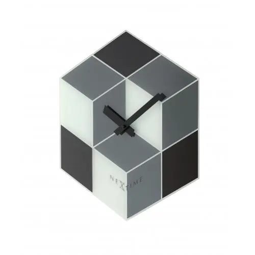 NeXtime klok 8171 Cubic, 43,5x37 cm, Wand, Zwart/Wit/Grijs