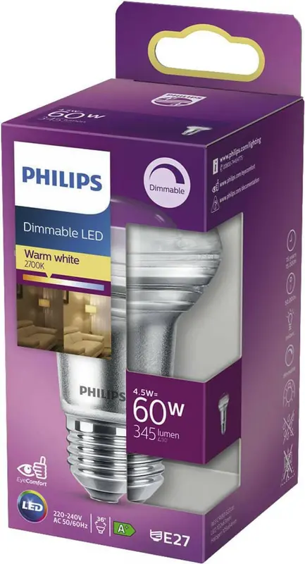Philips Dimmable LED E27 4,5W 60W 2700K 345Lm Reflector
