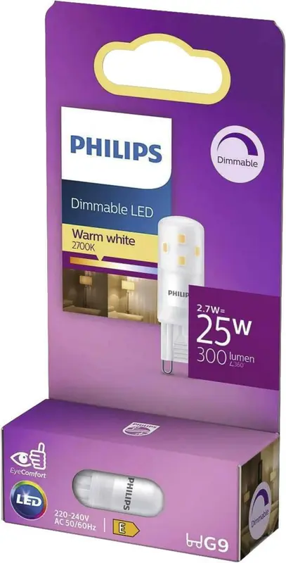 Philips Dimmable LED G9 2,7W 25W 2700K 300Lm