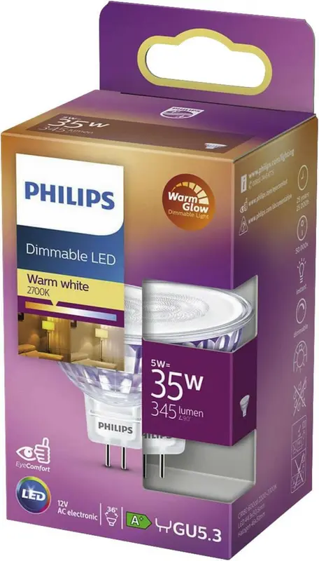 Philips Dimmable LED GU5.3 5W 35W 2700K 345Lm