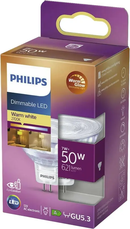 Philips Dimmable LED GU5.3 7W 50W 2700K 621Lm
