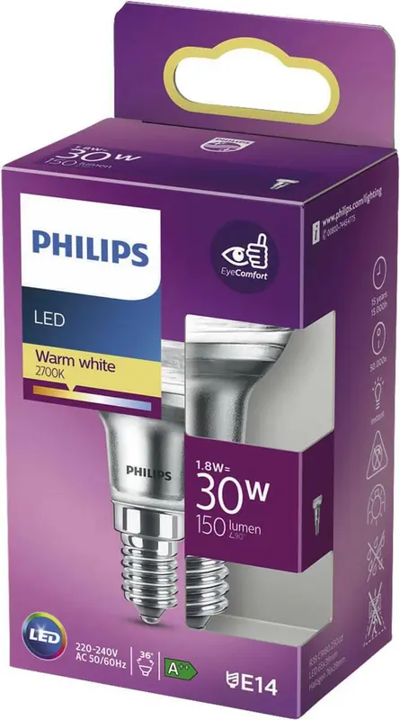 Philips LED E14 1,8W 30W 2700K 150Lm Reflector