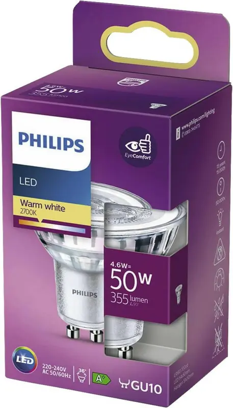Philips LED GU10 4,6W 50W 2700K 355Lm