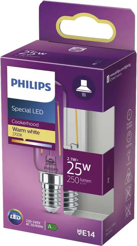 Philips Special LED Afzuigkap E14 2,1W 25W 2700K 250Lm