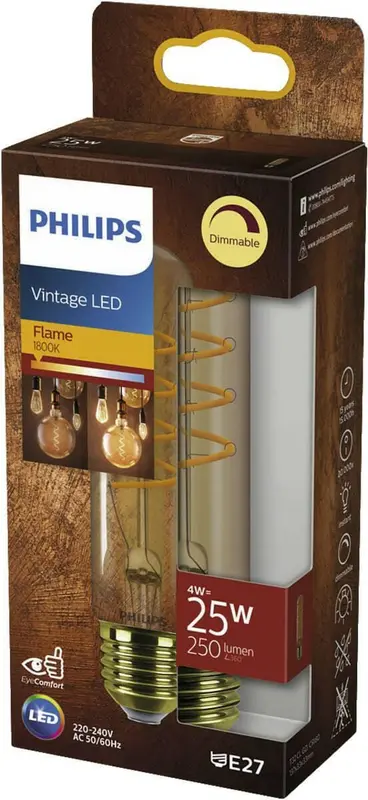 Philips Vintage LED Flame E27 4W 25W 1800K 250Lm Buis