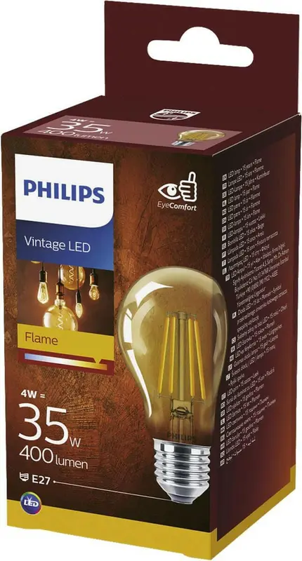 Philips Vintage LED Flame E27 4W 35W 2500K 400Lm Kogel