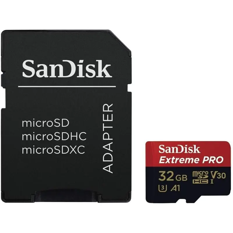 SanDisk Extreme PRO 32 GB MicroSDHC UHS‐I‐Kaart Met SD-Adapter (A1 App Performance, 2 Jaar RescuePRO Deluxe Software, Leessnelheden Tot 100 MB/s, Class 10, UHS-I, U3, V30, 30 Jaar Garantie) Zwart