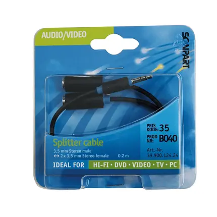 Scanpart Audio 3,5mm Male 2x 3,5mm Female Adapterkabel 20cm