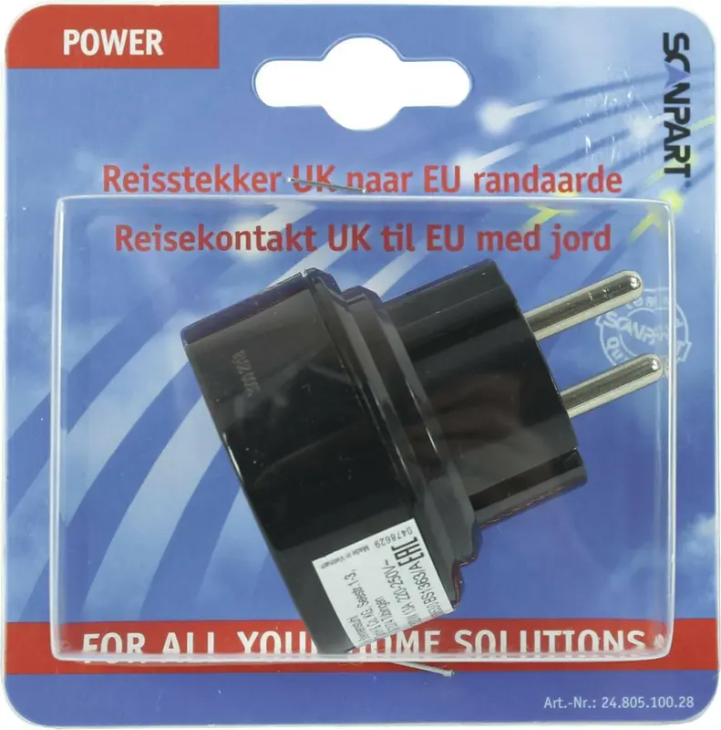 Scanpart Reisstekker UK female naar NL male