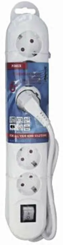 Scanpart Verlengdoos 6-Voudig RA + Schakelaar 3m wit