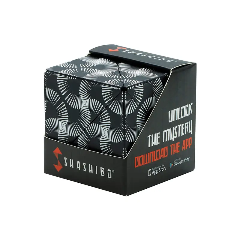 SHASHIBO Vormveranderende Friemelkubus - Bekroonde, Gepatenteerde Stress Kubus met 36 Zeldzame-Aardemagneten - Magische Kubus Shashibo 3D-Kubus Magnetisch Speelgoed - Meer dan 70 Vormen (Black&White)
